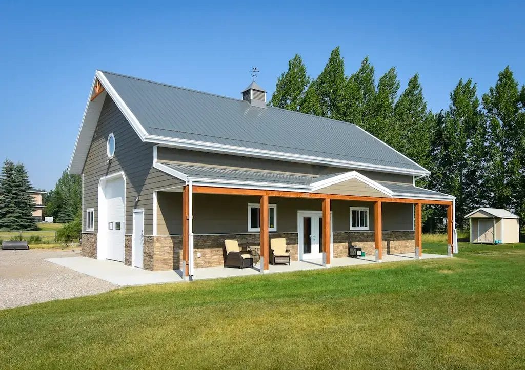 Detached single car garage with porch for outdoor relaxation