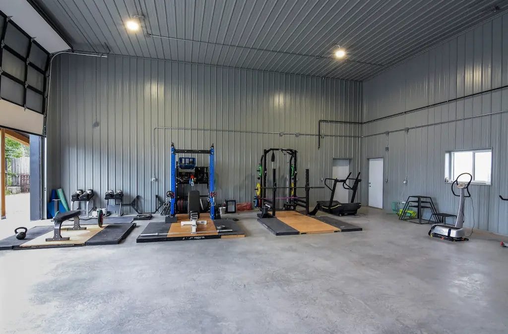Squat racks inside a commercial gym