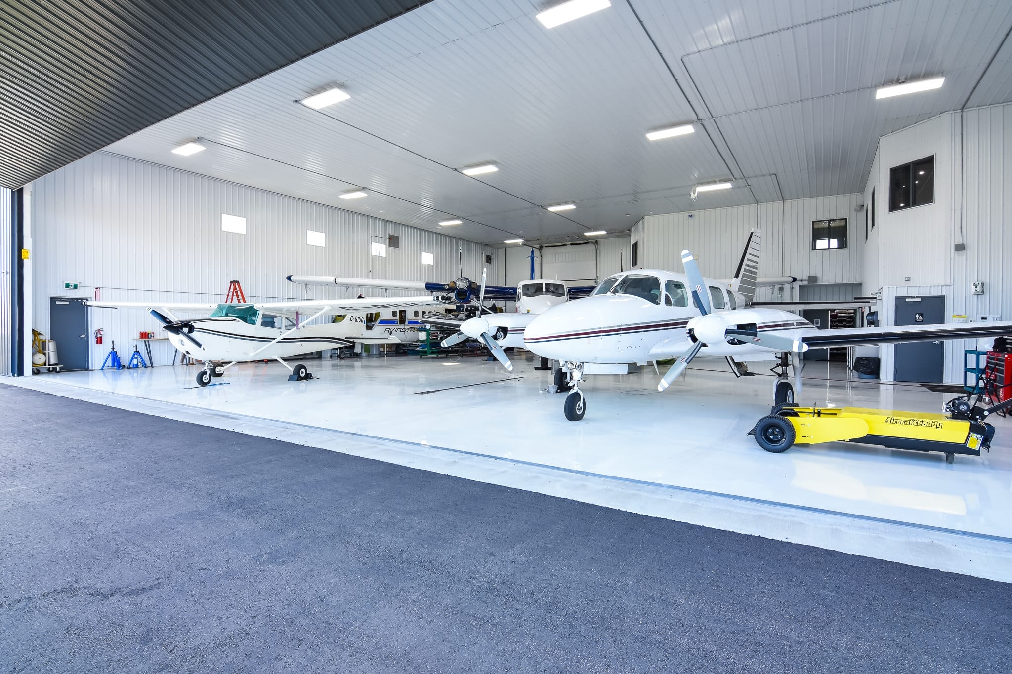 Interior of a rural aircraft hangar