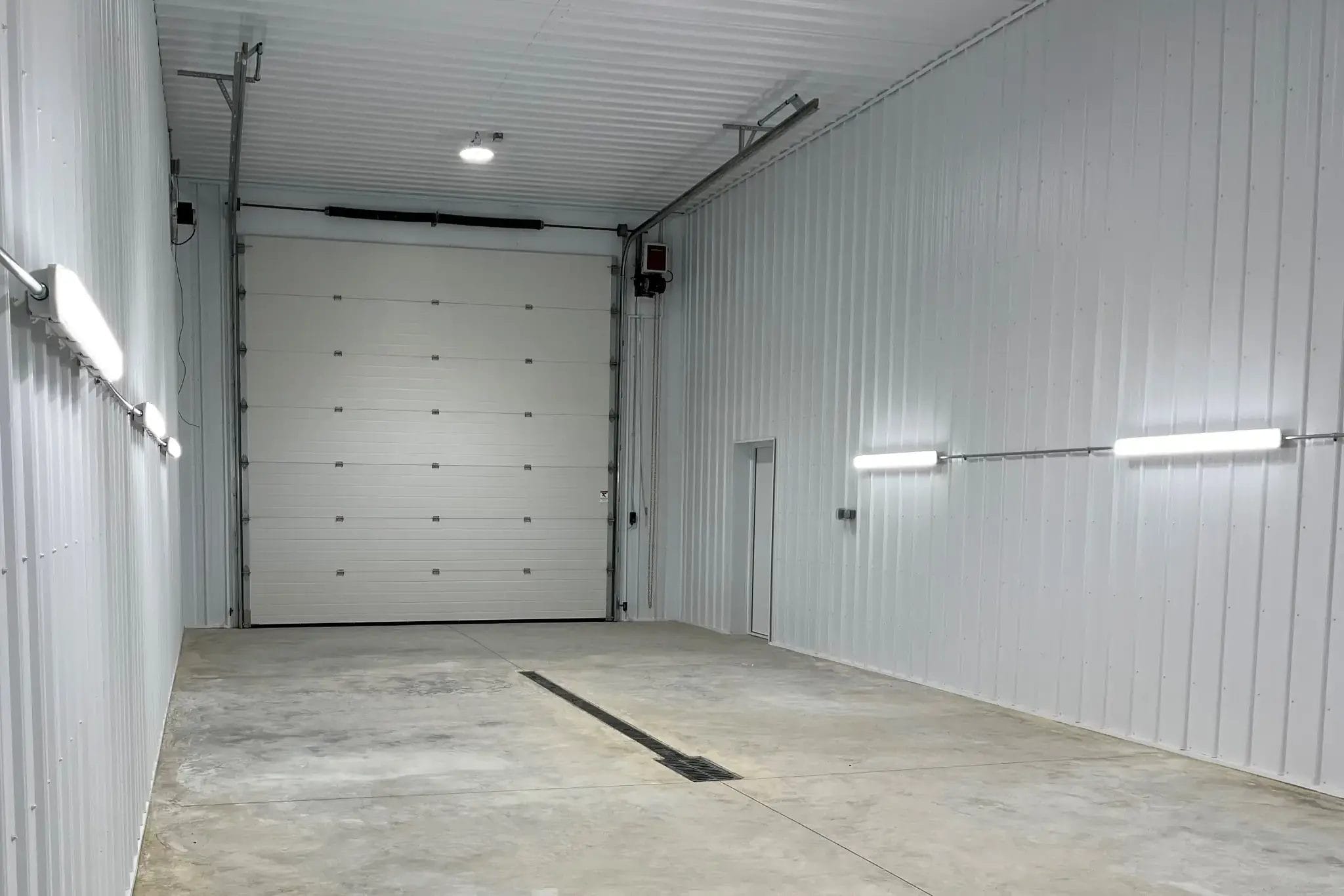 Lighting and electrical services inside a commercial building.