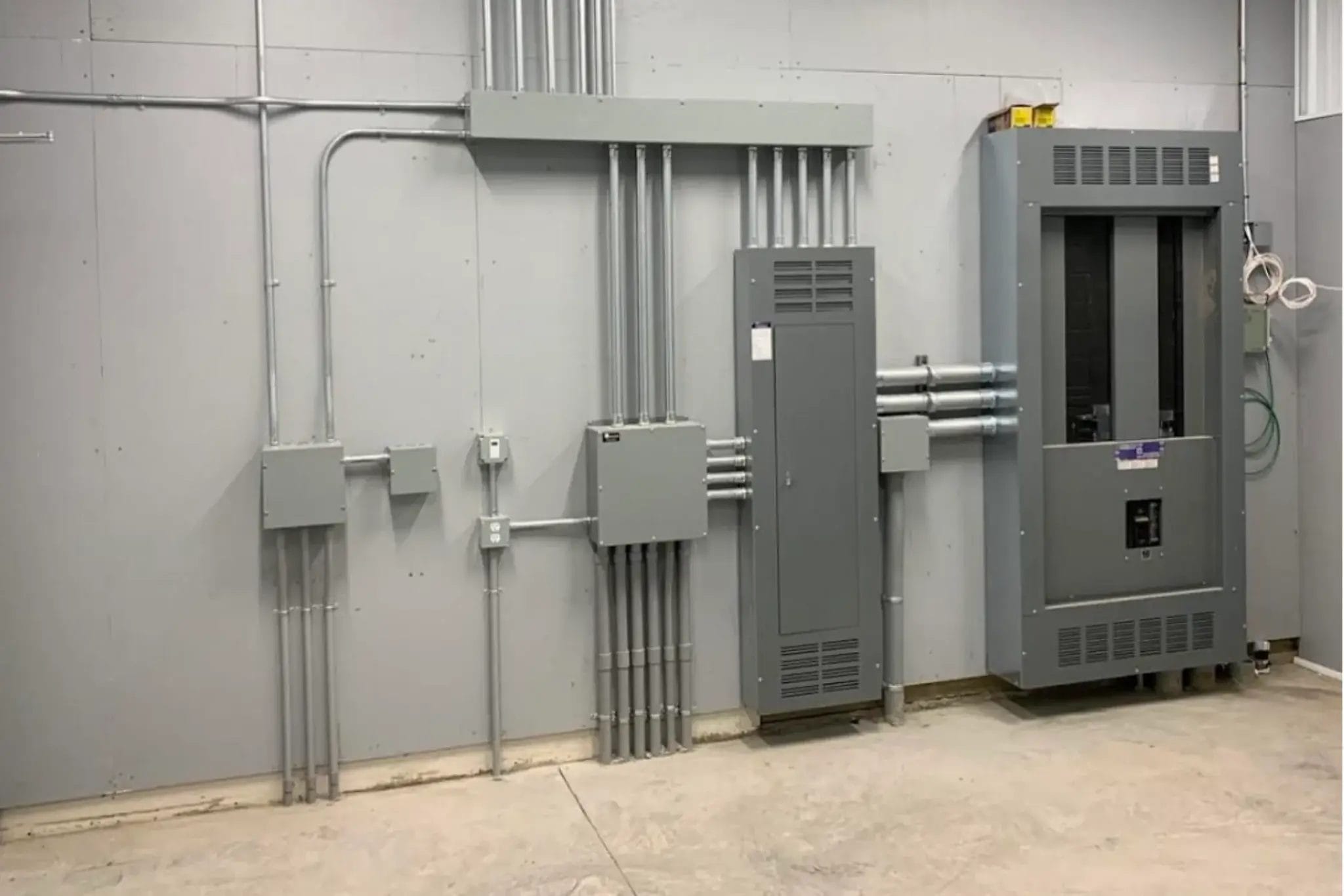 Installed electrical panels in a new build