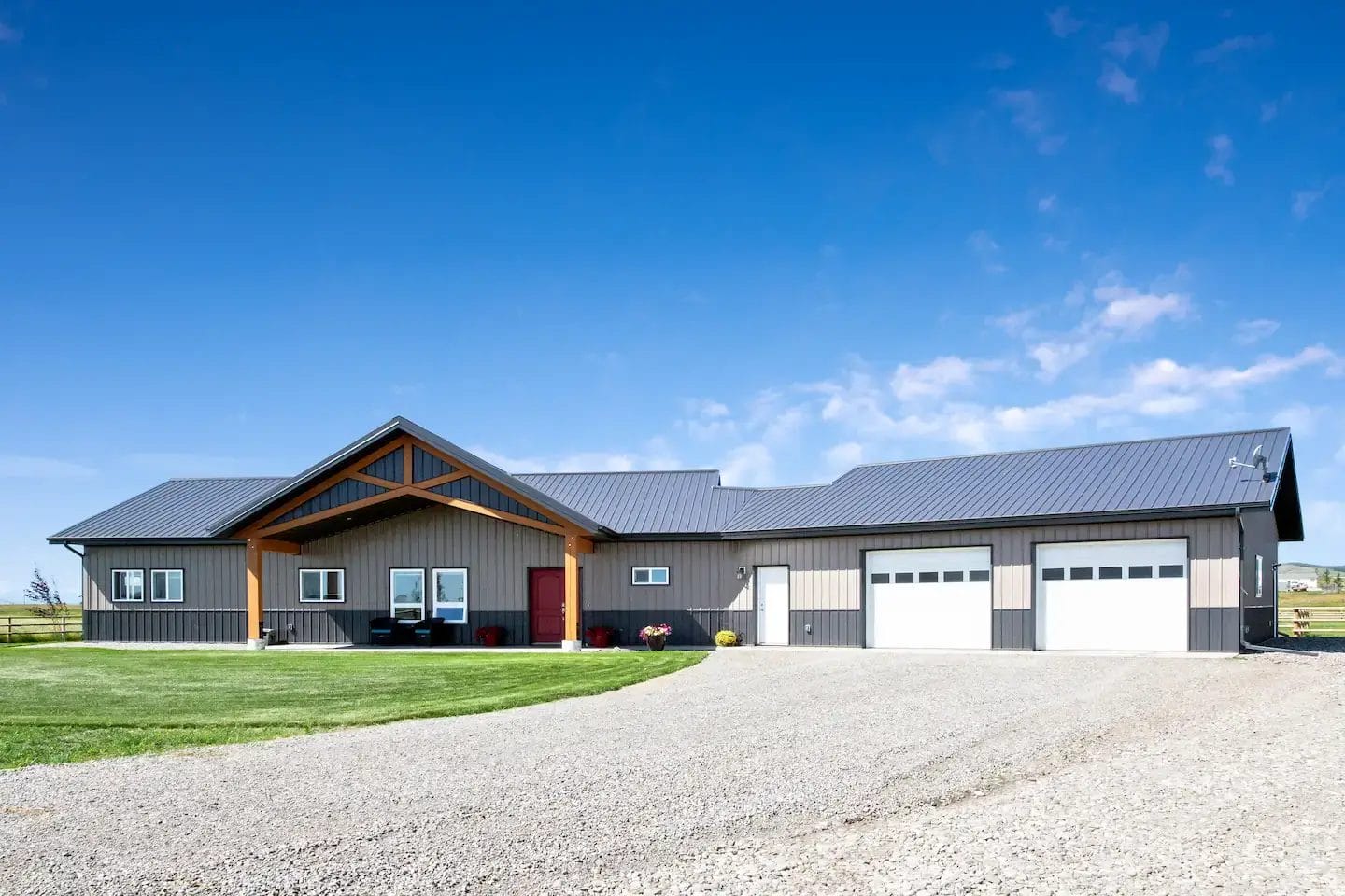 Rustic barndominium with 2 car garage attached