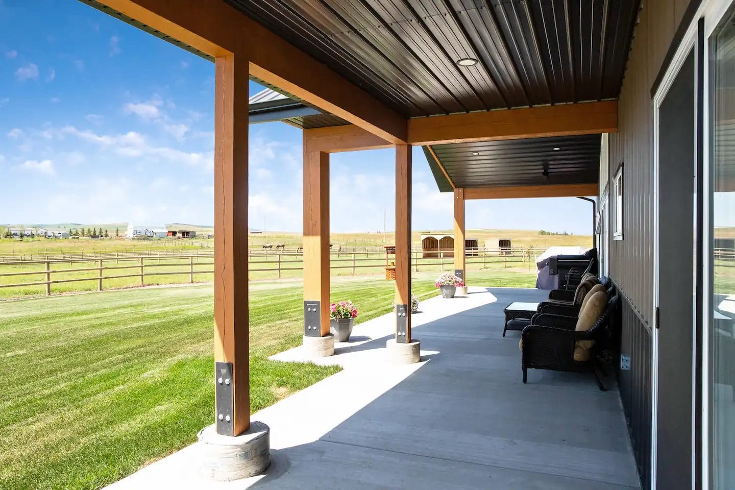 Expansive views from a barndominium patio