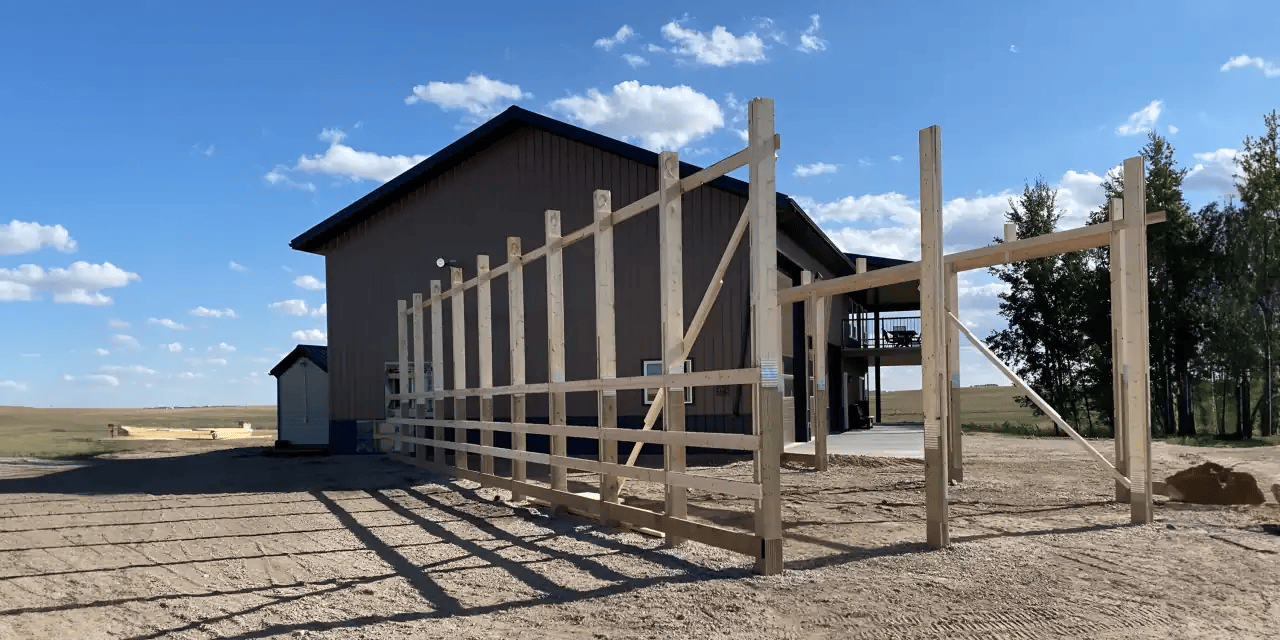 Addition in progress on a pole barn building
