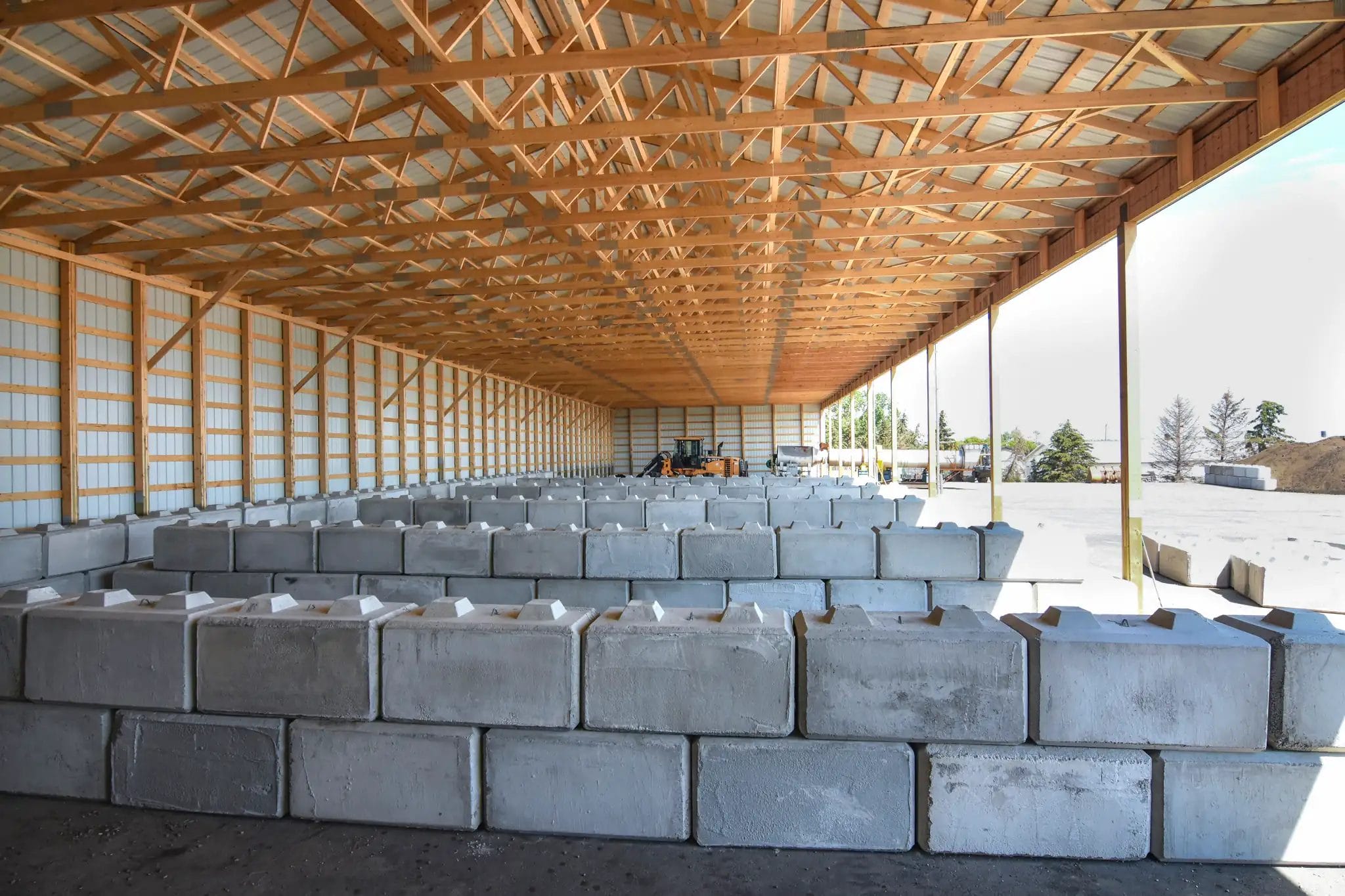 Large open-sided hay shed built with post frame construction